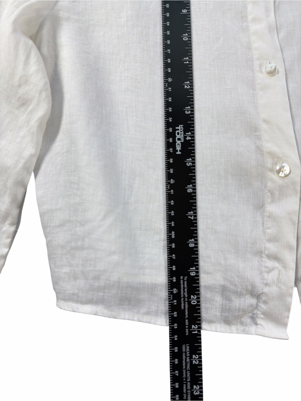 Theory Cropped White Button-Down Shirt in Relaxed Linen Size Large - Picture 7 of 11